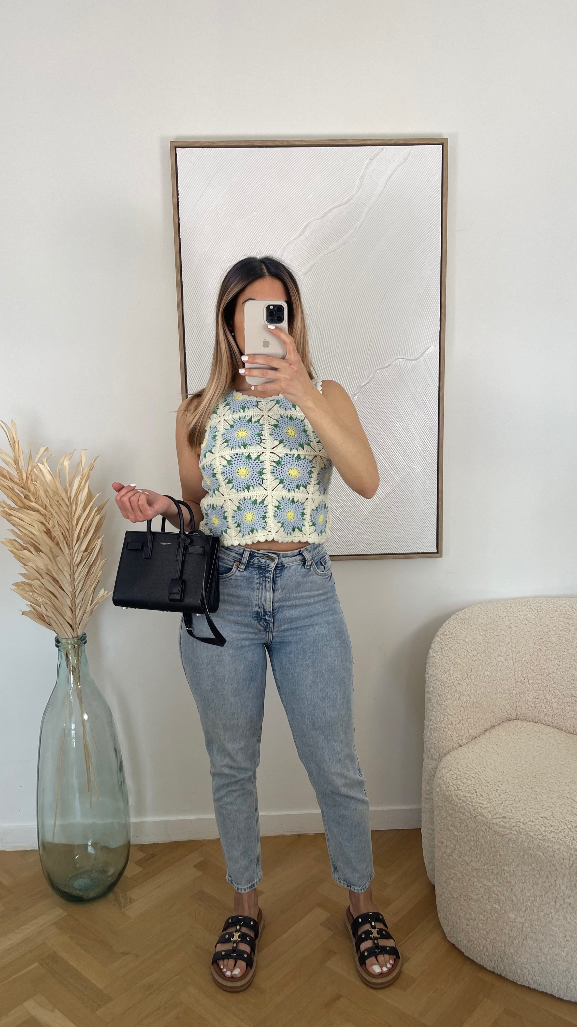 Top en crochet fleurs