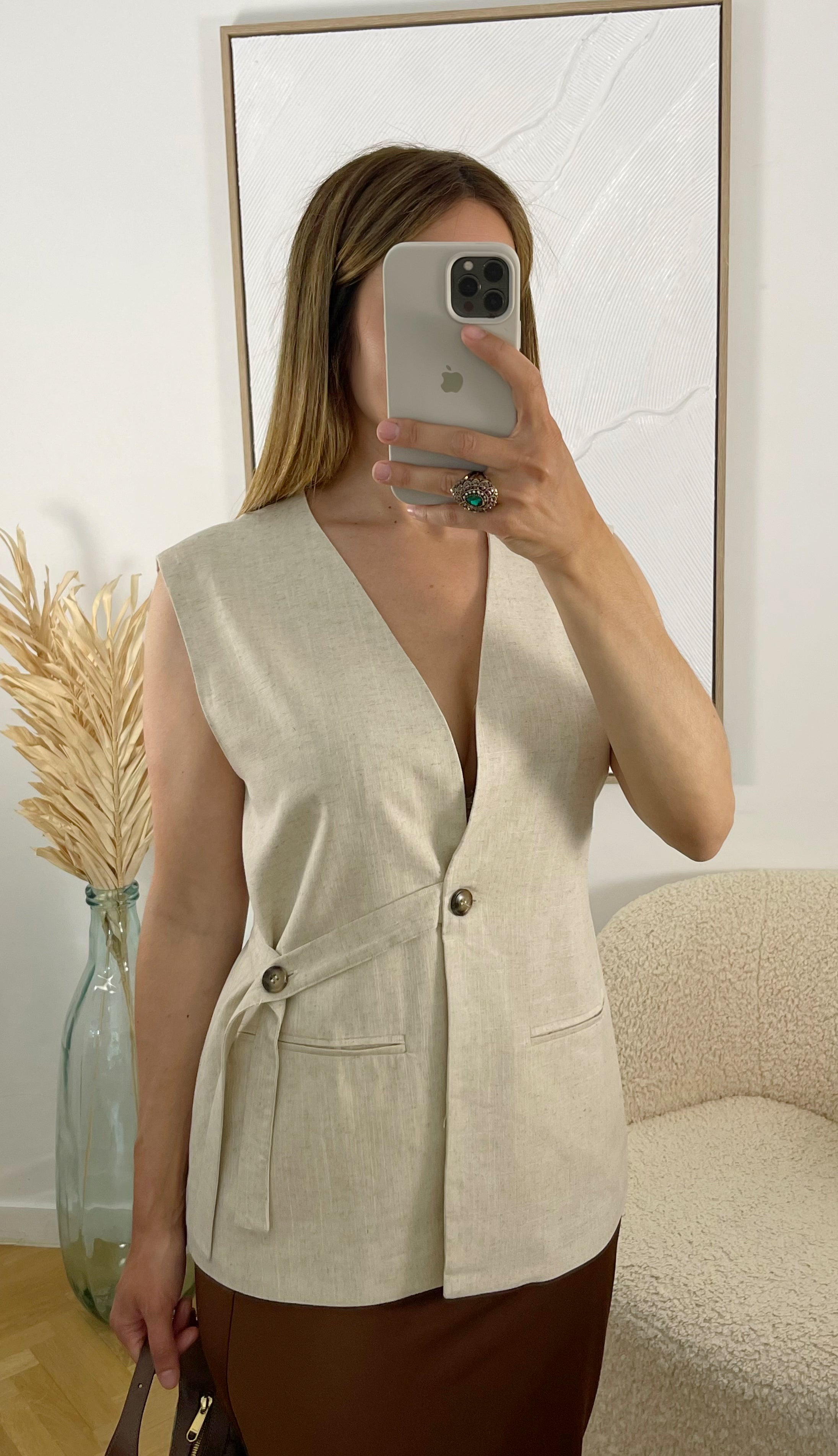 Veste sans manches en lin