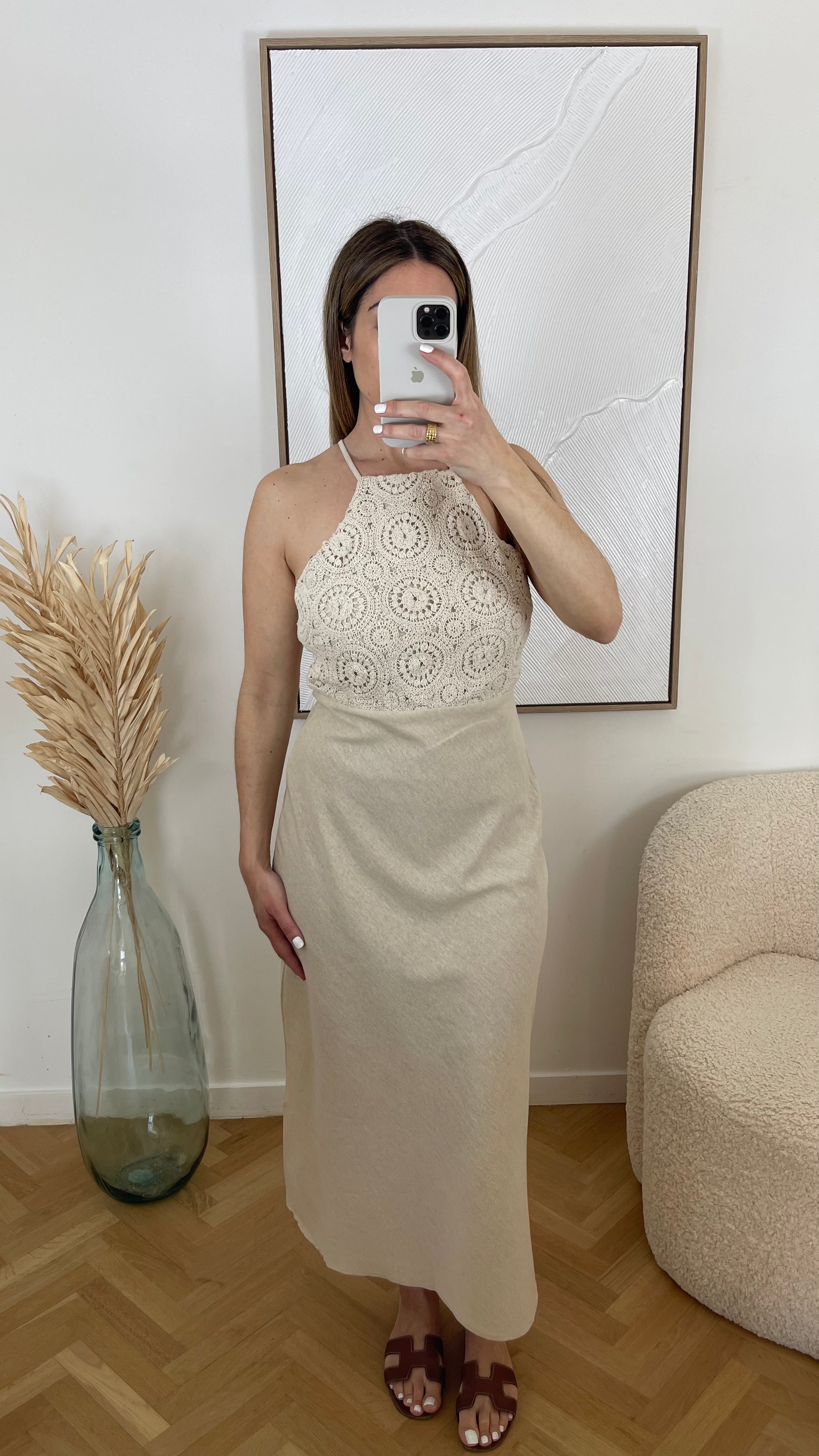 Robe en lin et crochet