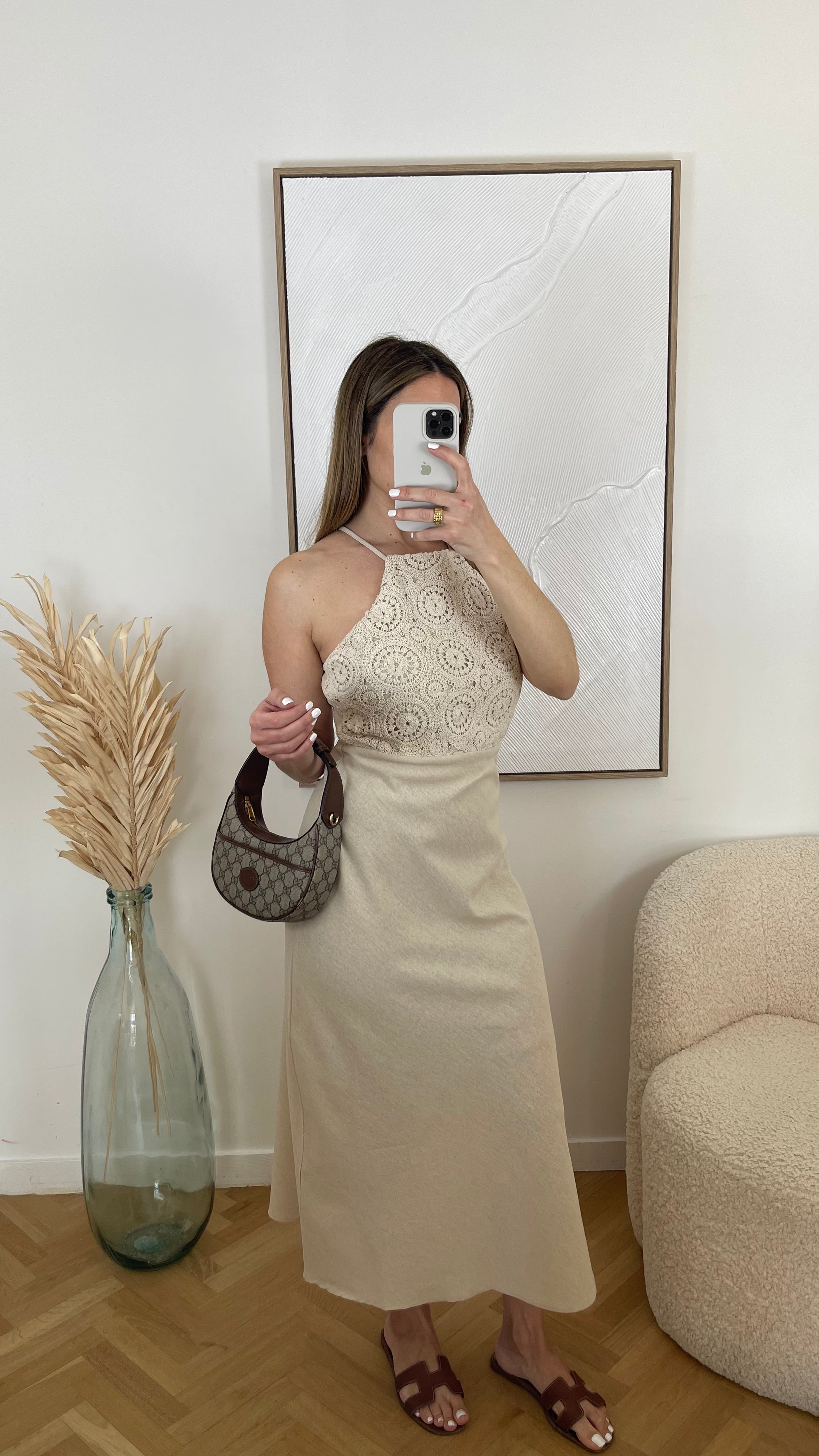 Robe en lin et crochet