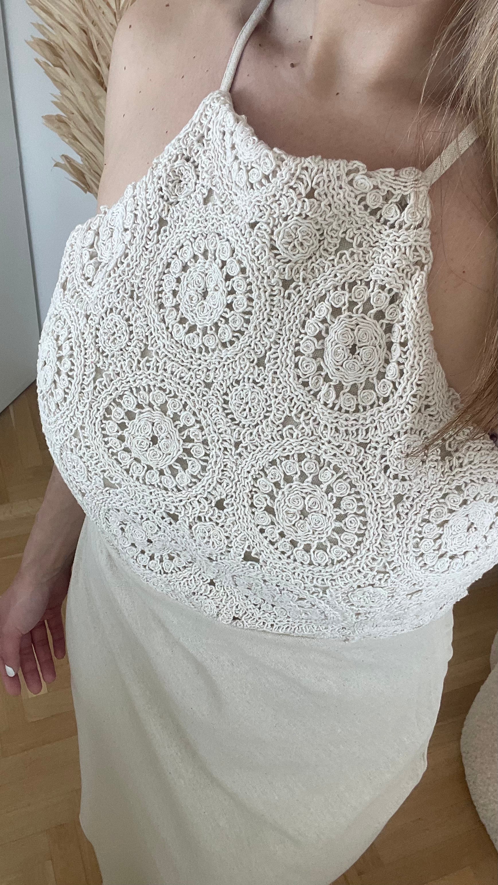 Robe en lin et crochet