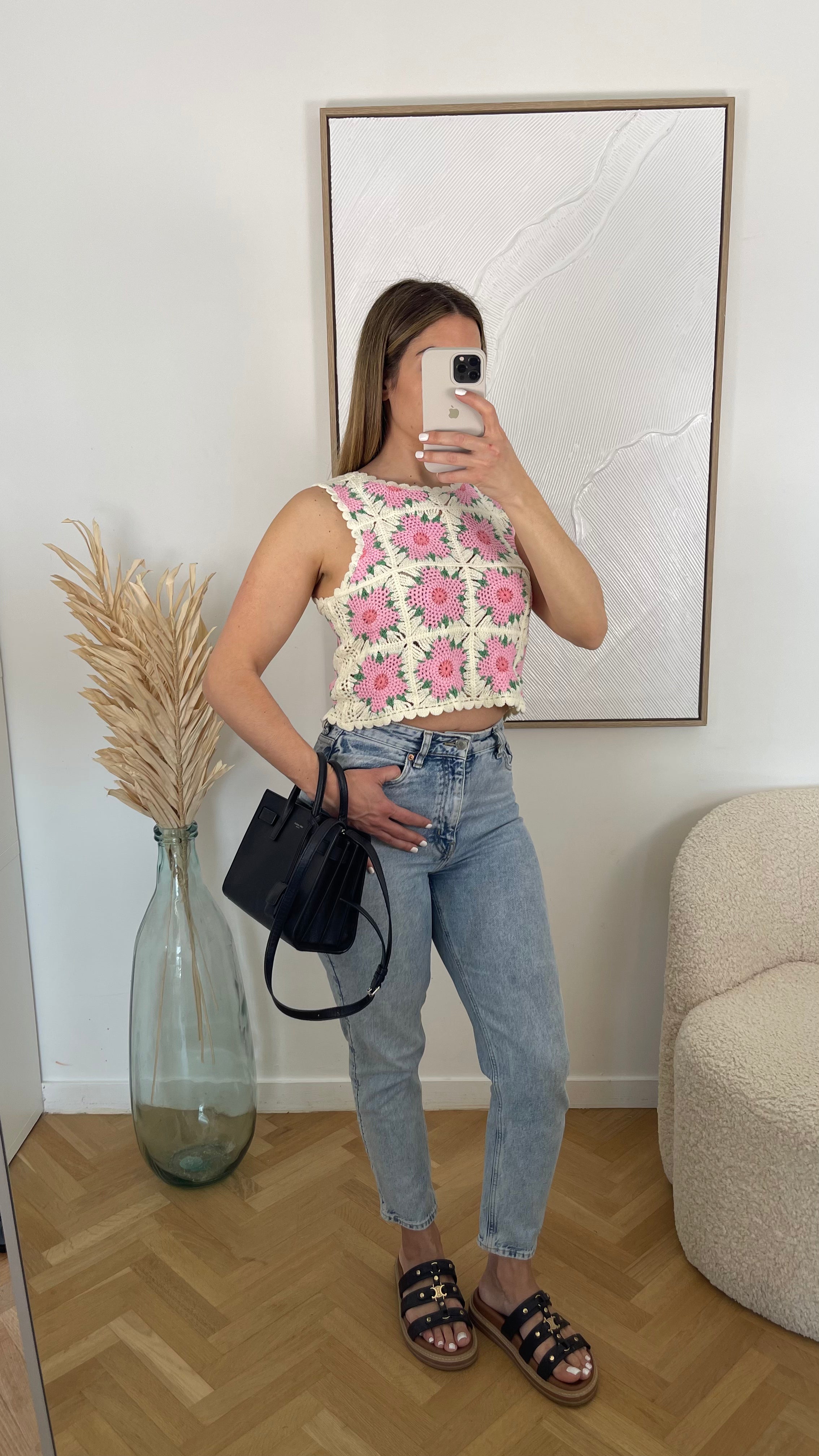 Top en crochet fleurs