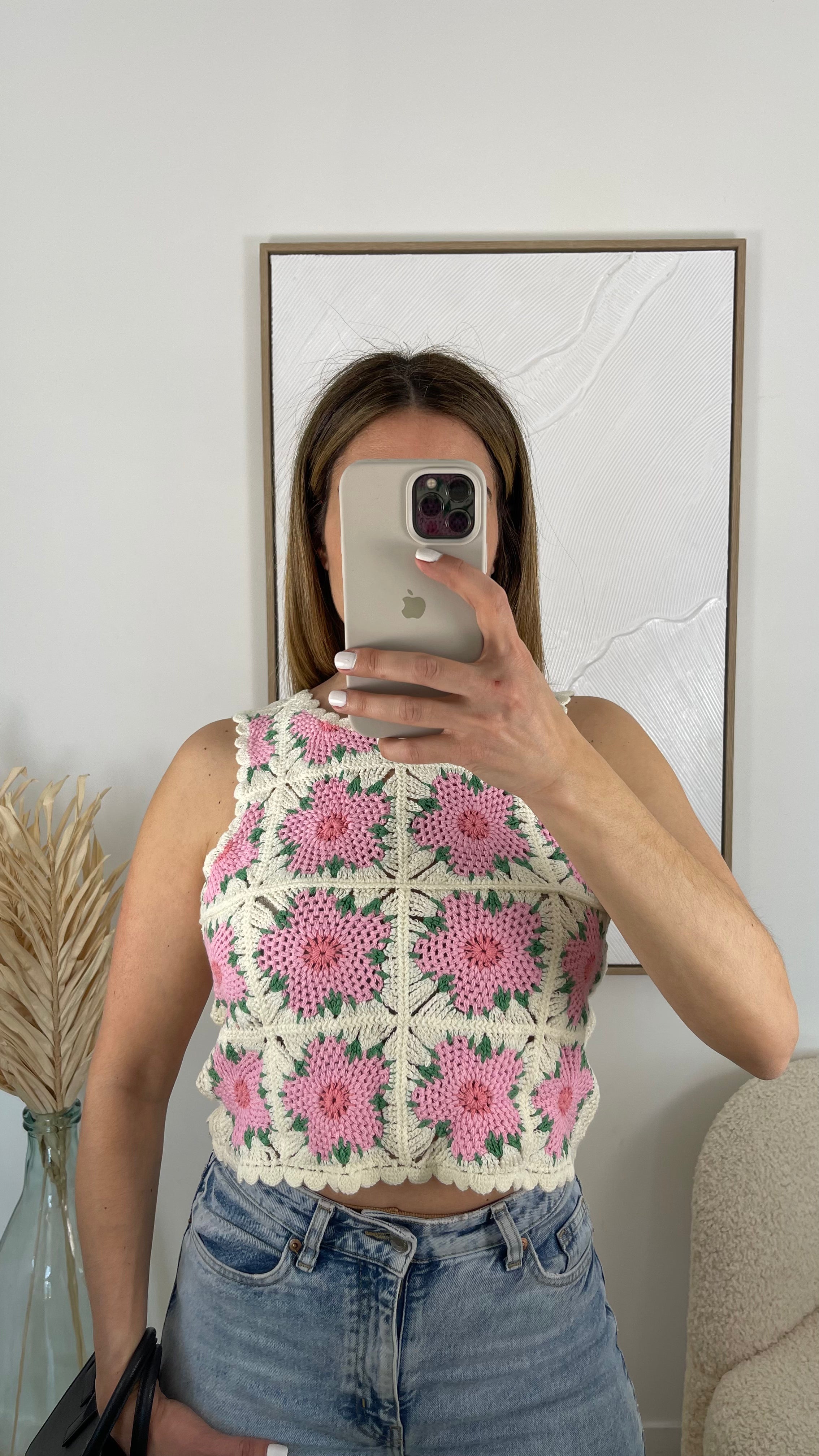 Top en crochet fleurs