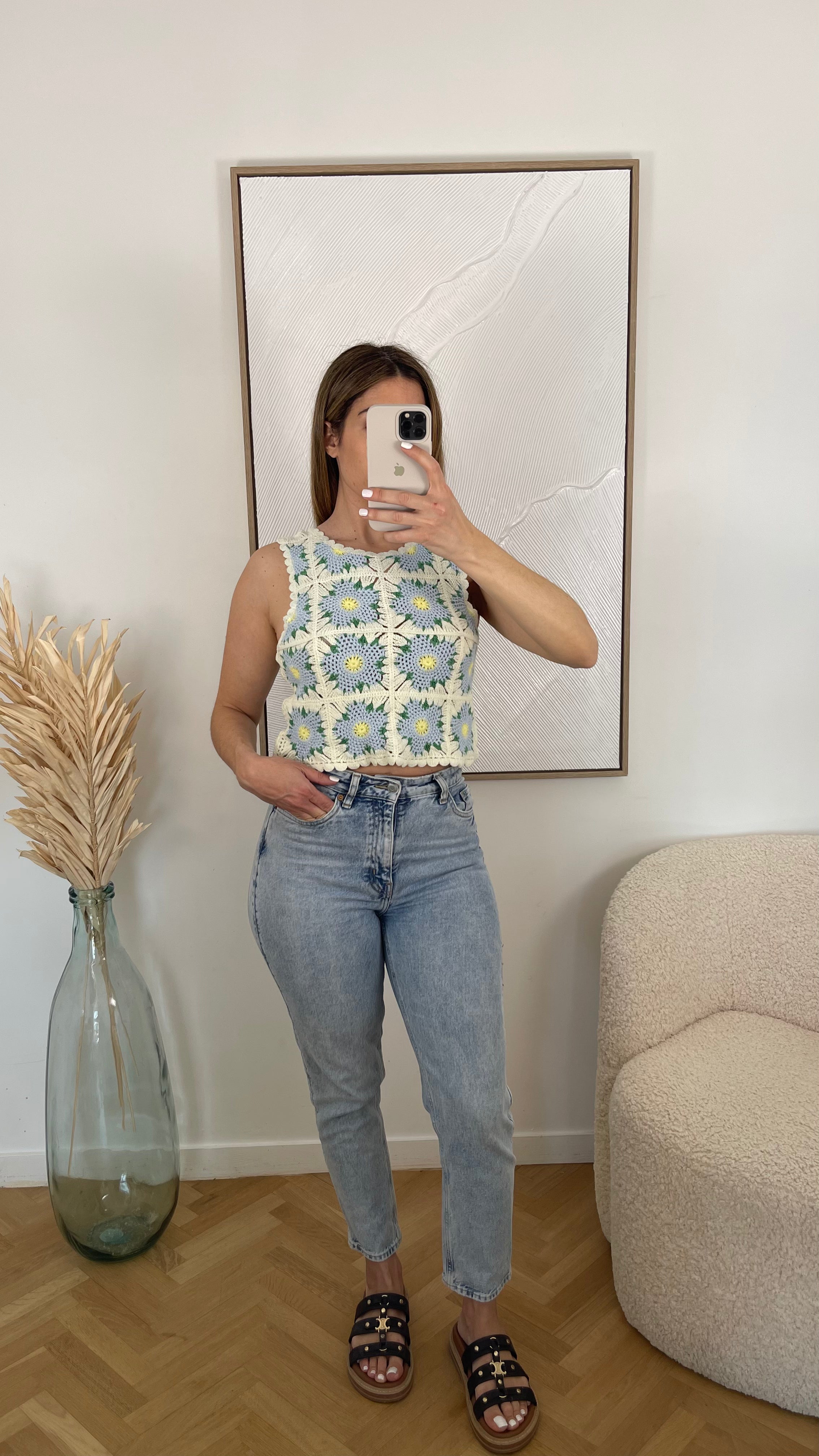 Top en crochet fleurs