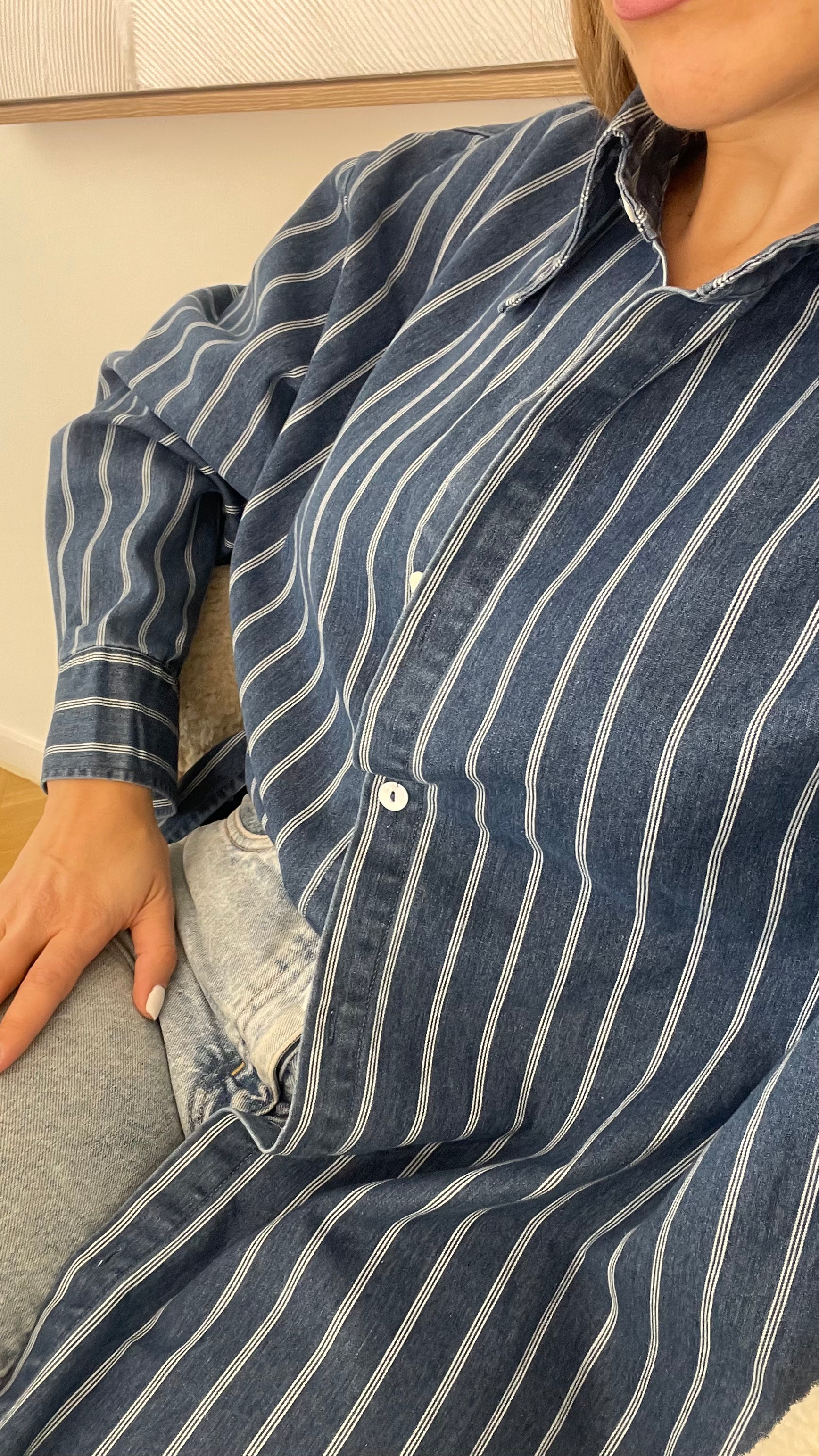 Chemise en jean oversize à rayures - PREMIUM