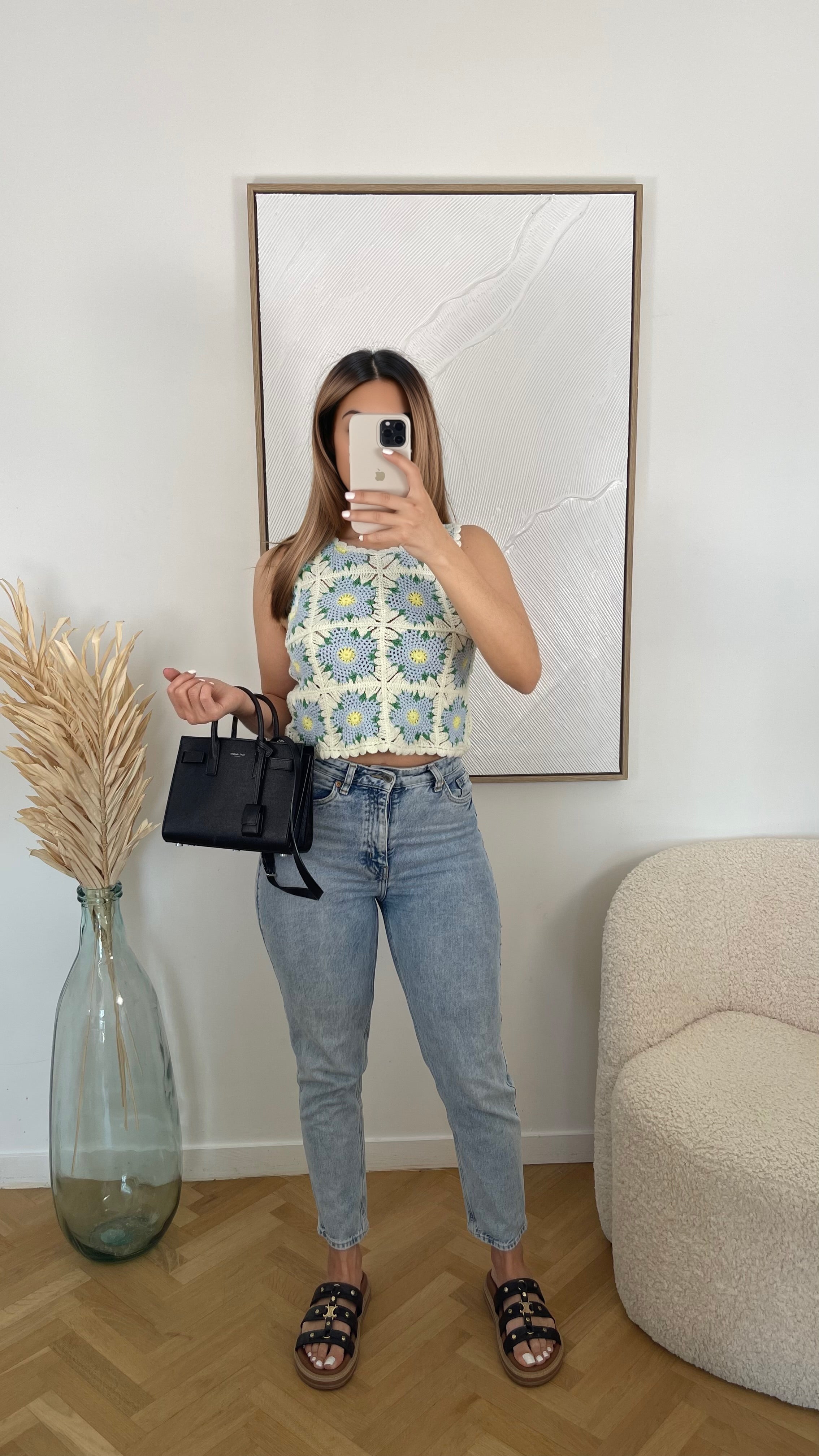 Top en crochet fleurs