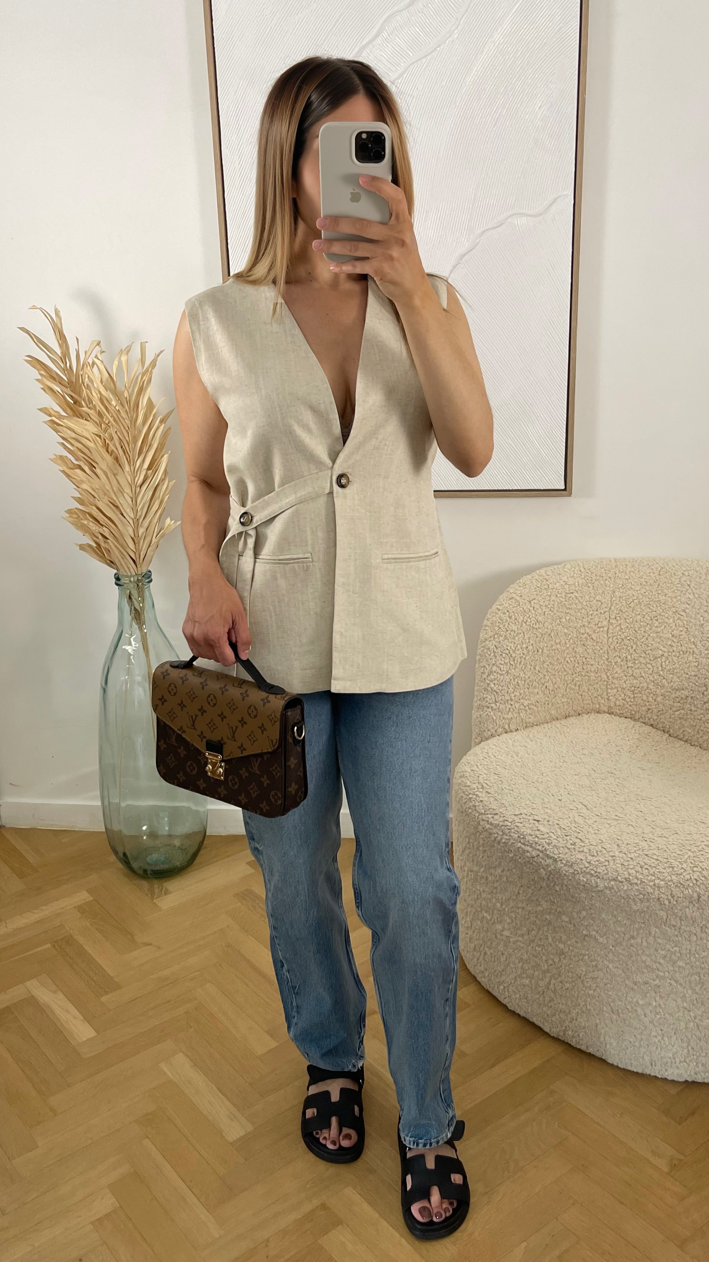 Veste sans manches en lin