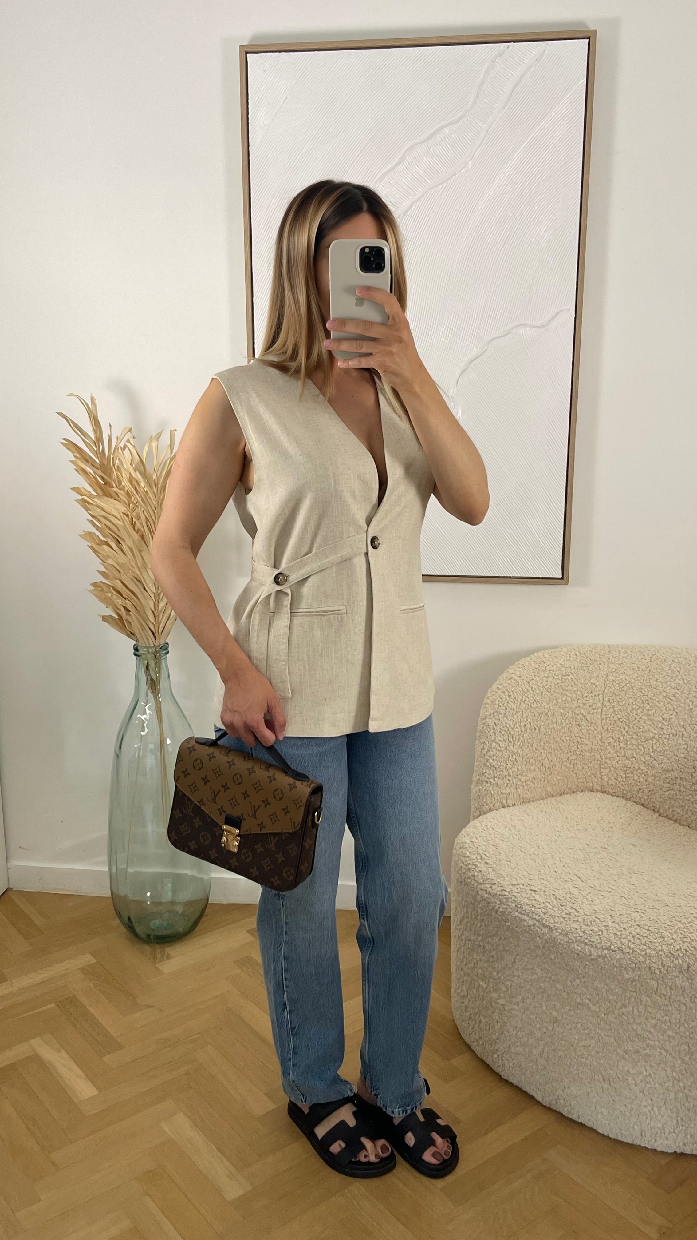 Veste sans manches en lin