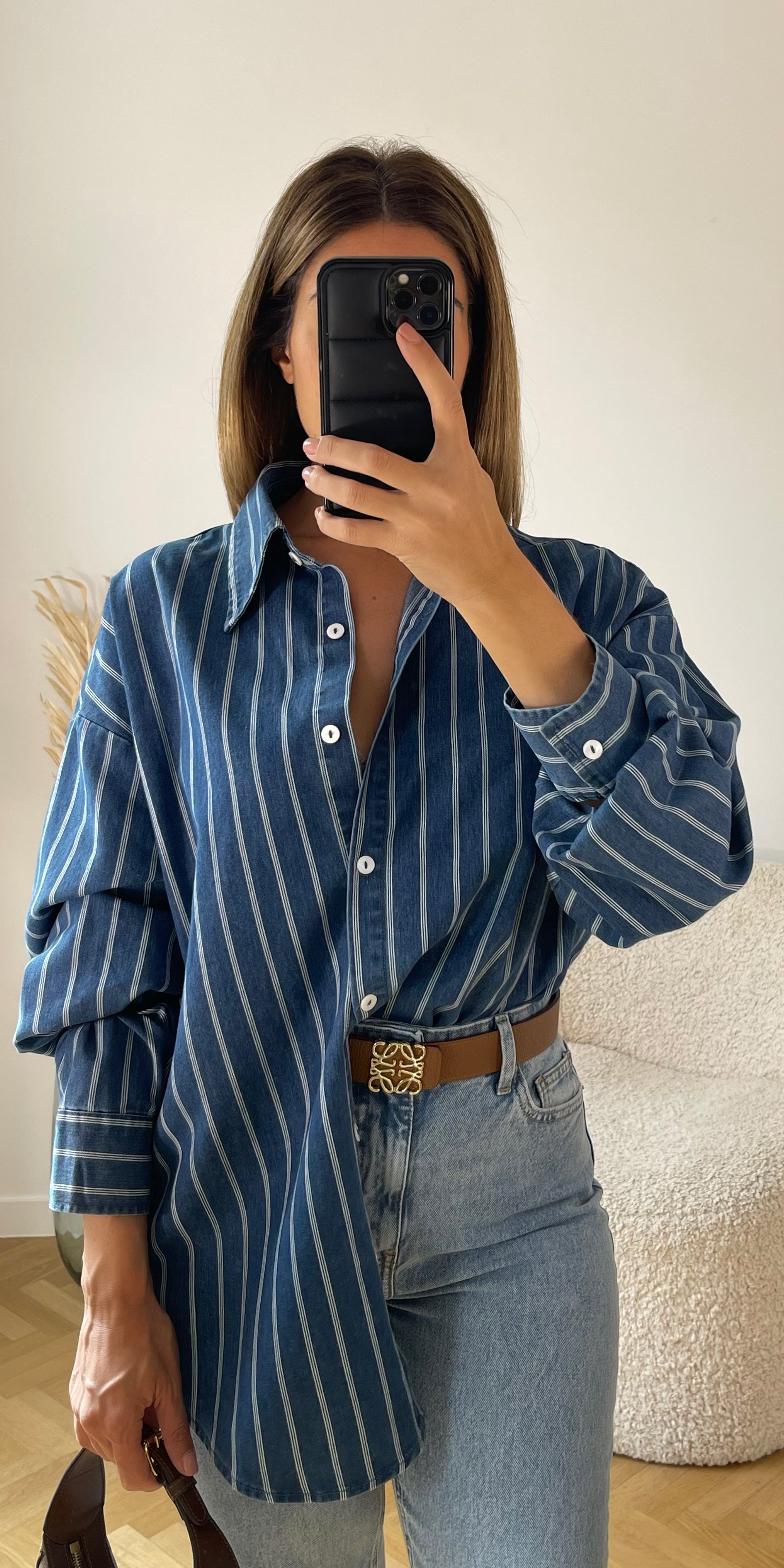 Chemise en jean oversize à rayures - PREMIUM
