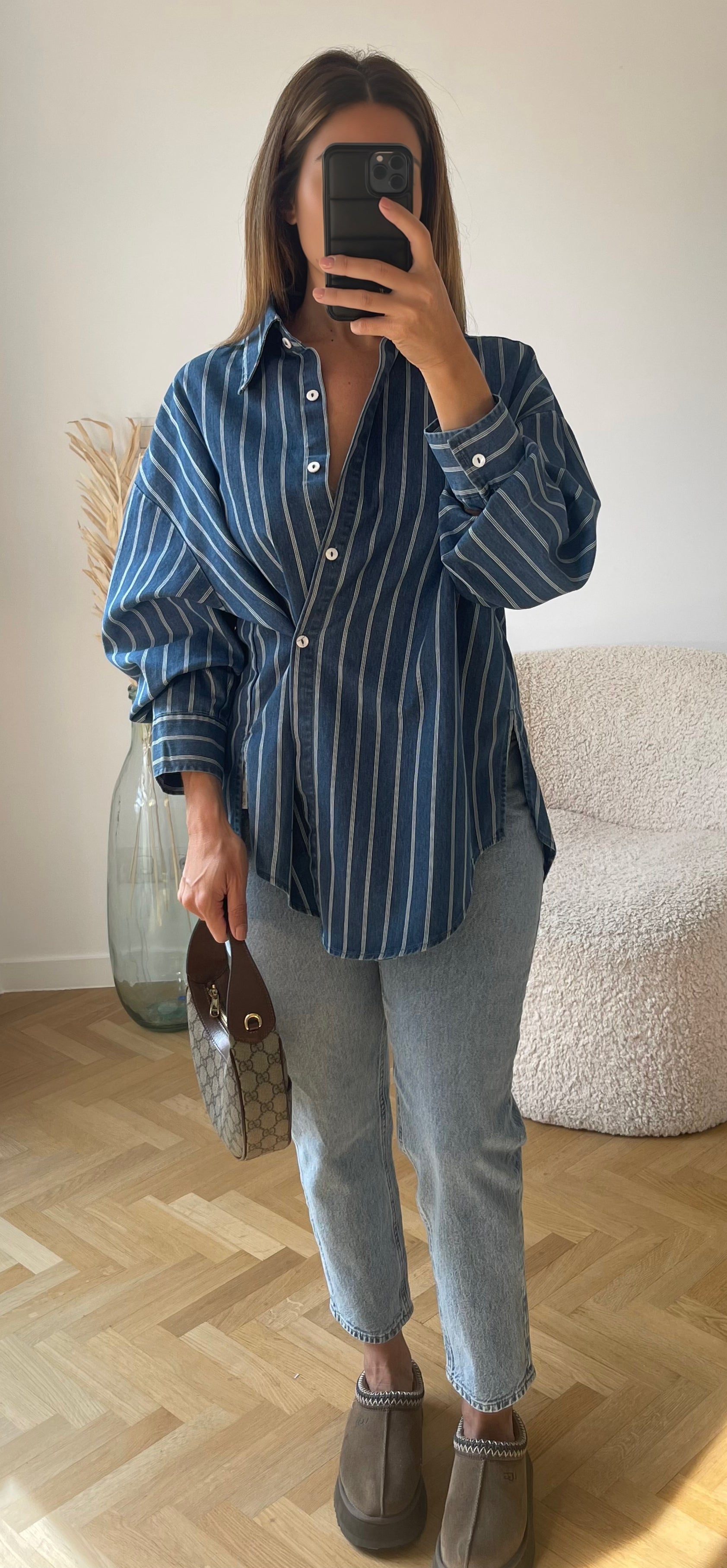 Chemise en jean oversize à rayures - PREMIUM