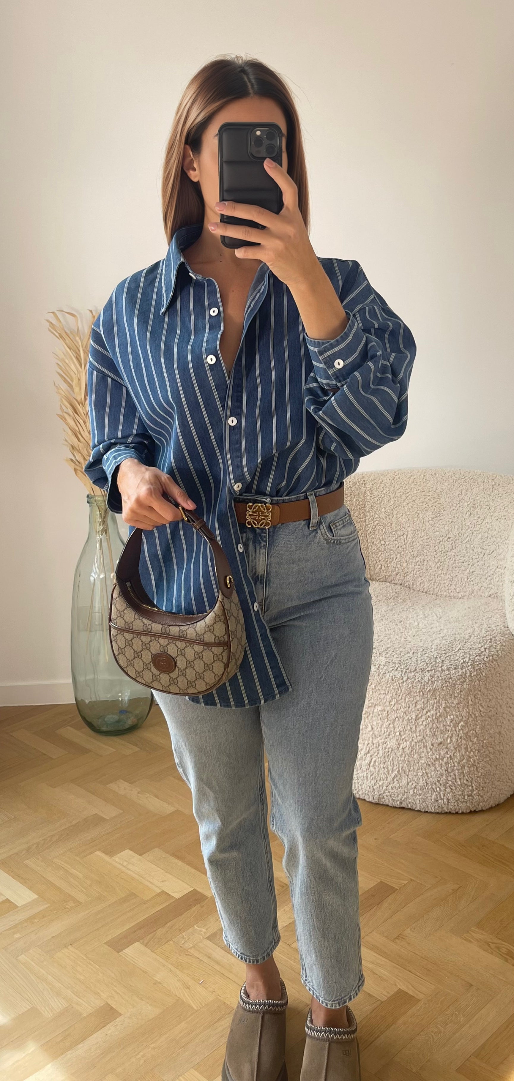 Chemise en jean oversize à rayures - PREMIUM