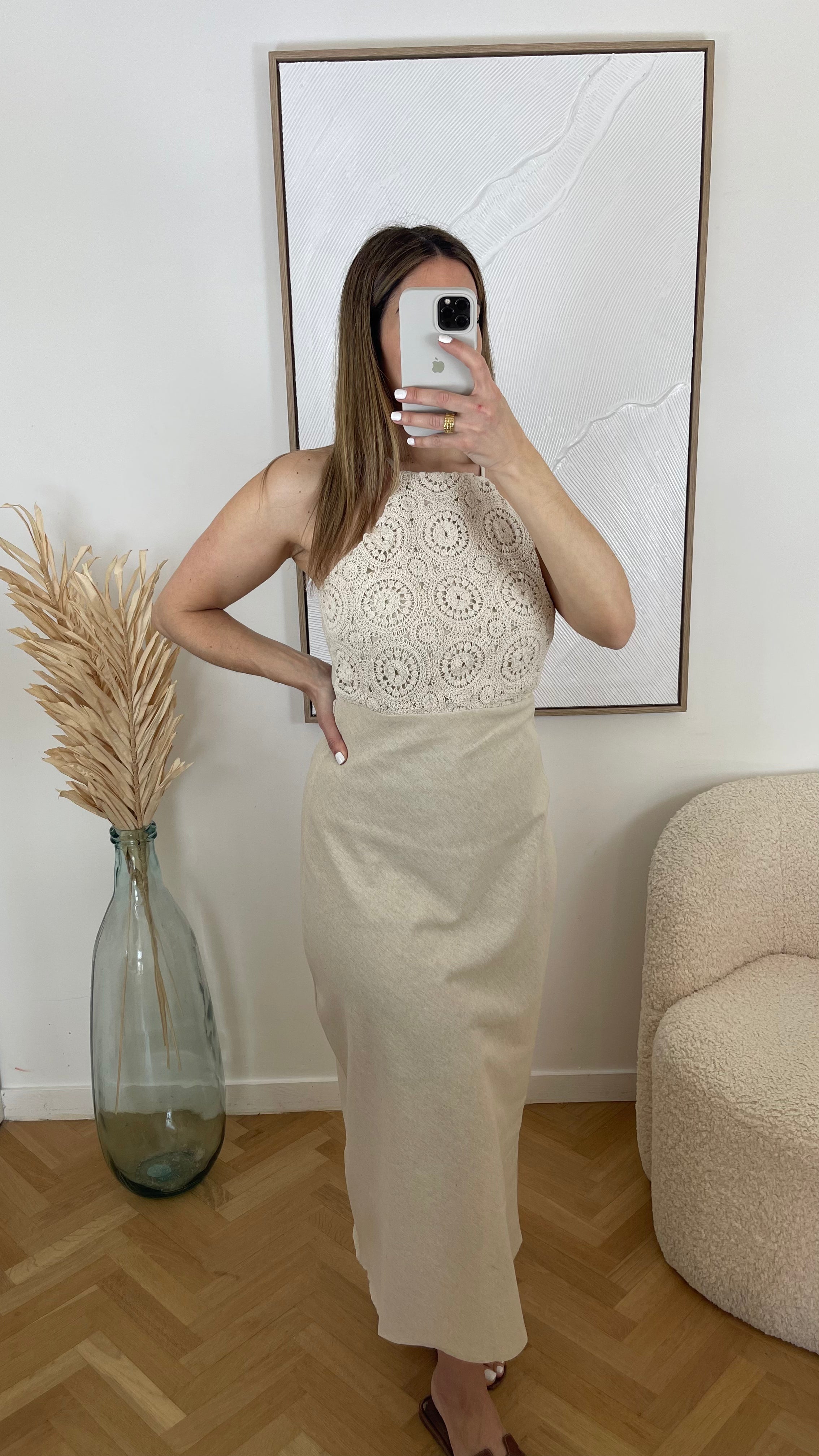 Robe en lin et crochet